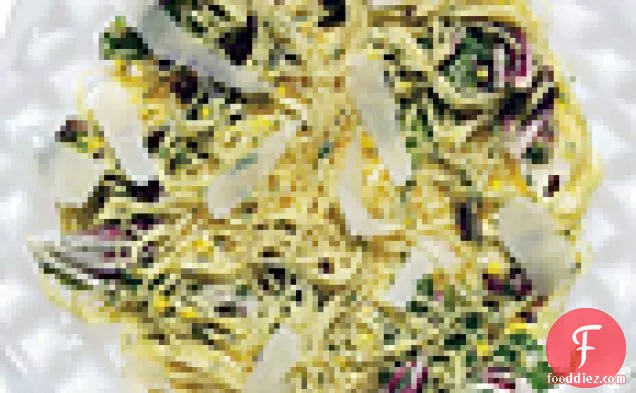 Capellini with Fresh Ricotta, Roasted Garlic, Corn, and Herbs
