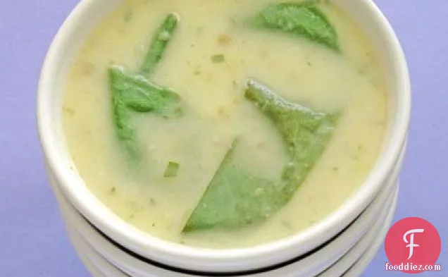Green Garlic Soup With Sorrel