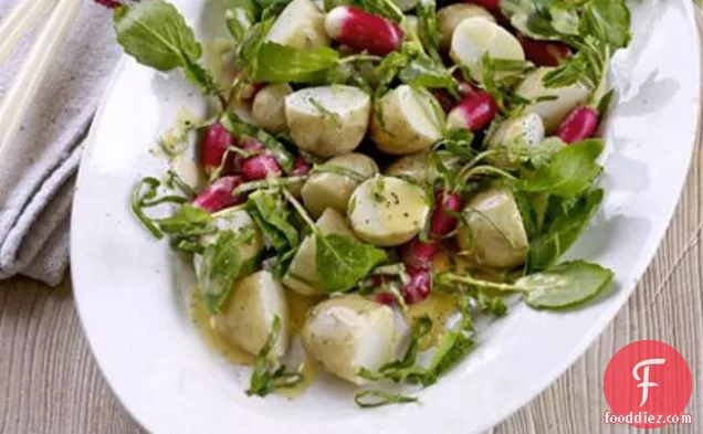 Warm Salad Of Radishes, Jersey Royals & Sorrel With Mustard But