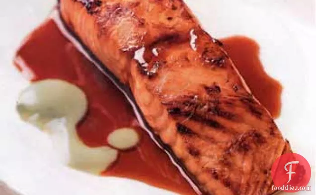 Salmon with Soy-Honey and Wasabi Sauces