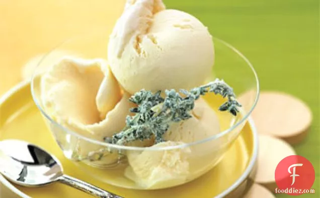 Honey and Thyme Ice Cream with Candied Thyme