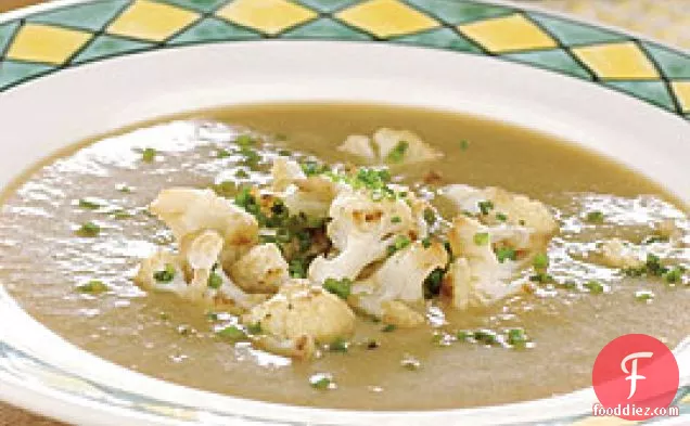 Creamy Roasted Garlic Soup With Sauteed Cauliflower & Fresh Herbs