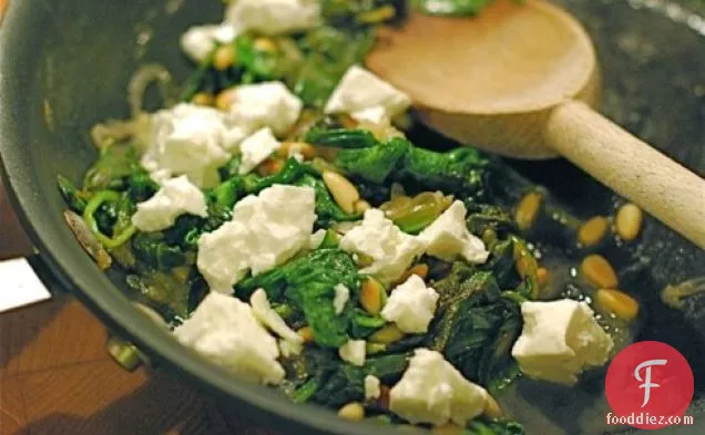 Spinach With Feta & Pine Nuts