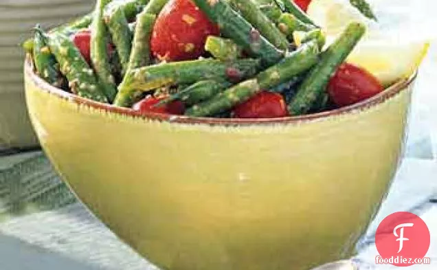 Green Bean and Grape Tomato Salad with Kalamata Vinaigrette