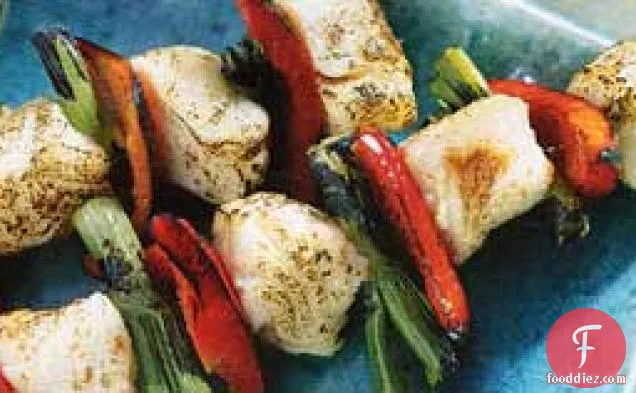 Halibut and Red Pepper Skewers with Chili-Lime Sauce