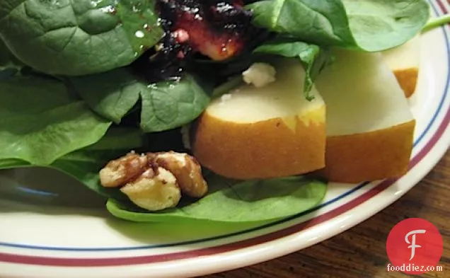 Pear & Spinach Salad With A Blueberry Vinaigrette