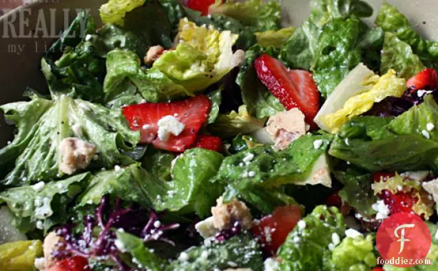 Strawberry & Walnut Spinach Salad With Poppy Seed Dressing