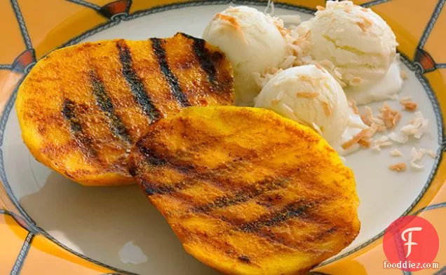 Grilled Curried Mangoes with Ginger Ice Milk
