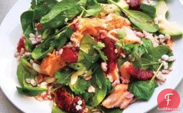 Spinach Salad With Salmon, Barley, And Oranges