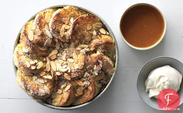 Almond Bread Pudding with Salted Caramel Sauce