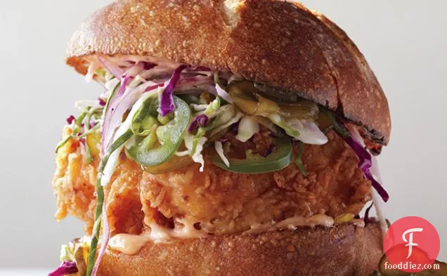 Fried Chicken Sandwich with Slaw and Spicy Mayo