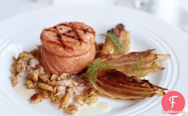 Grilled Salmon with Fennel and Creole Mustard Spaetzle