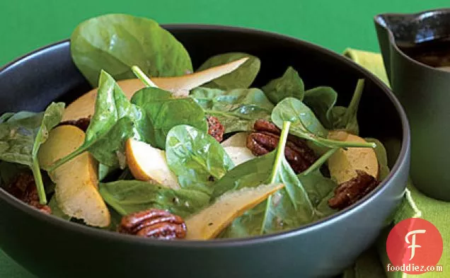 Candied Pecan, Pear, and Spinach Salad