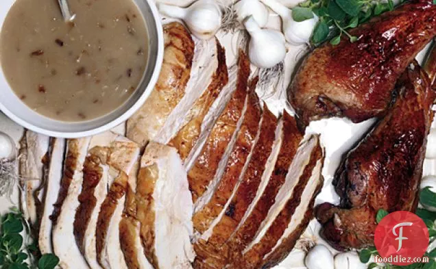 Salted Roast Turkey with Herbs and Shallot-Dijon Gravy