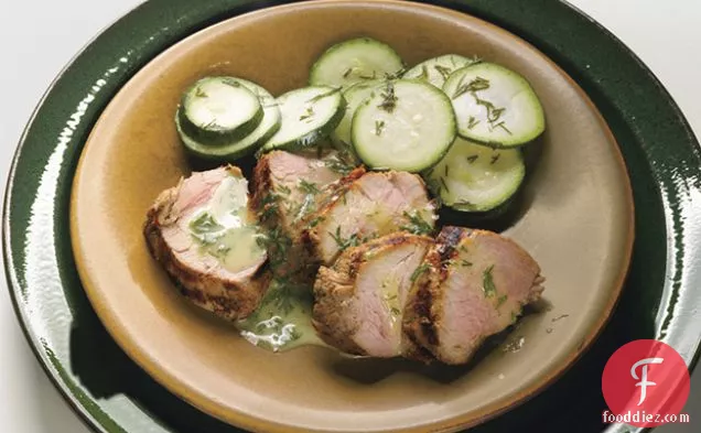 Grilled Pork Tenderloin with Mustard-Dill Sauce