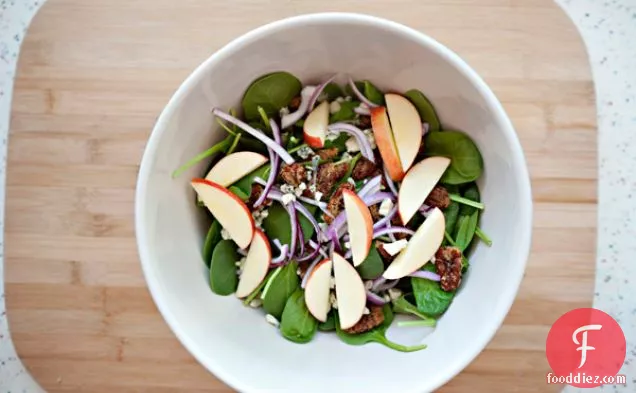 Spinach Salad With Curried Pecans, Blue Cheese And Apples
