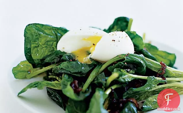 Warm Spinach Salad with Soft-Poached Eggs