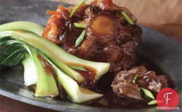 Braised Oxtails with Star Anise and Chinese Greens