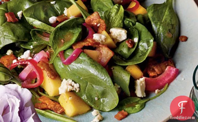 Mango-Spinach Salad with Warm Bacon Vinaigrette