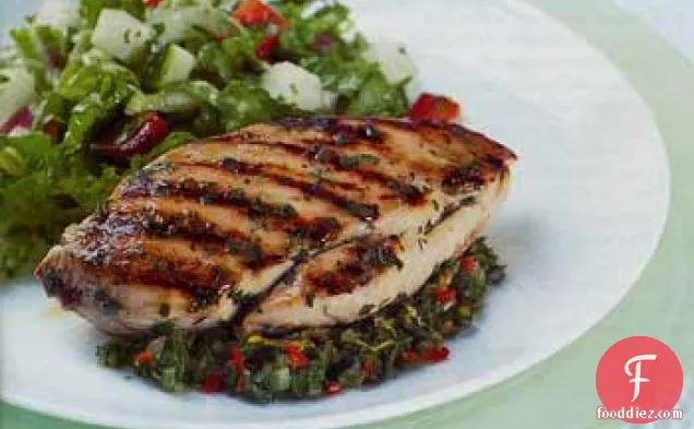 Grilled Chicken with Mint, Orange, and Chile Chutney