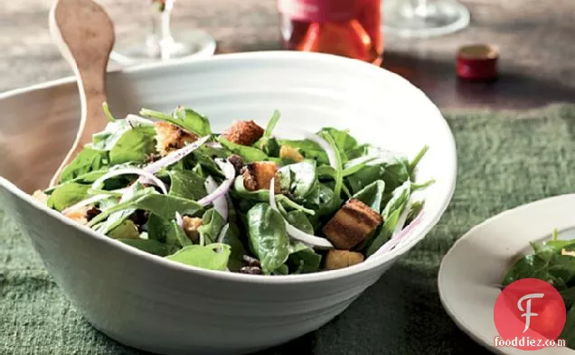 Spinach Salad with Corn Bread Croutons