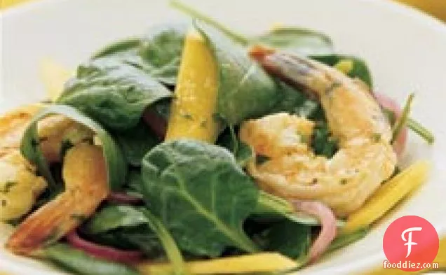 Spinach Salad With Spiced Shrimp And Mango