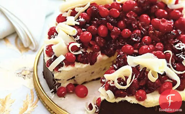 Frozen Grand Marnier Torte with Dark Chocolate Crust and Spiced Cranberries