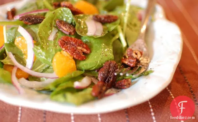 Spinach Salad With Cajun Pecans And Poppy Seed Dressing