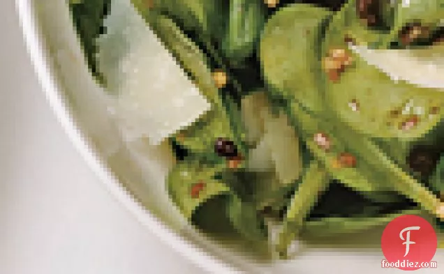Spinach Salad with Pecorino, Pine Nuts, and Currants