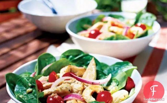 Hot and Cold Chicken and Spinach Salad