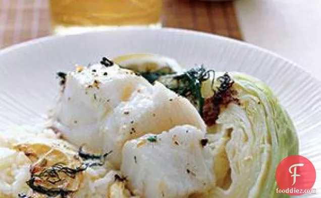 Hake Fillet With Jasmine Rice And Cabbage