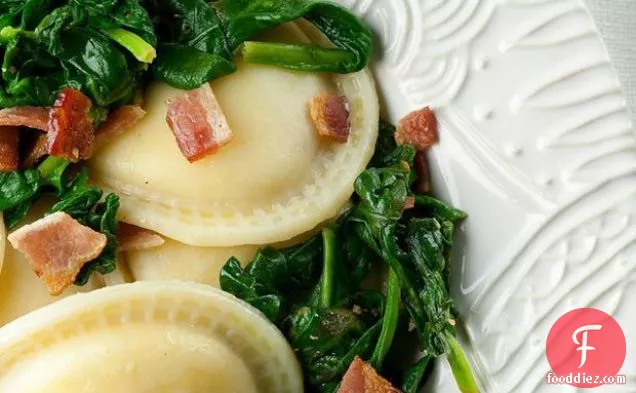 Ravioli With Baby Spinach And Bacon