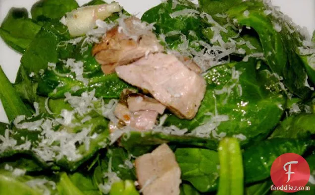 Domestic Diva's Grilled Organic Pork Tenderloin & Spinach Salad