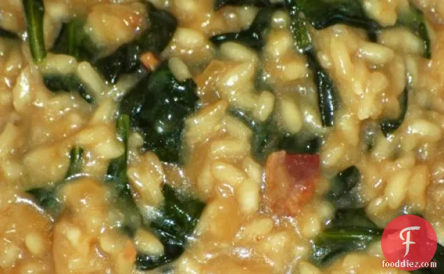 Caramelized Onion, Spinach And Bacon Risotto