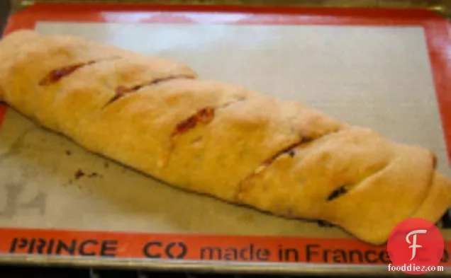 Meat Lite: Roasted Vegetable and Pepperoni Stromboli