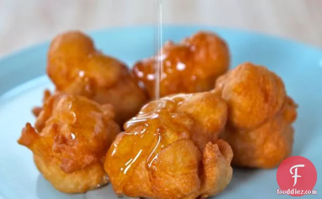 Levivot - Fried Israeli Bimuelo Fritters with Sweet Syrup
