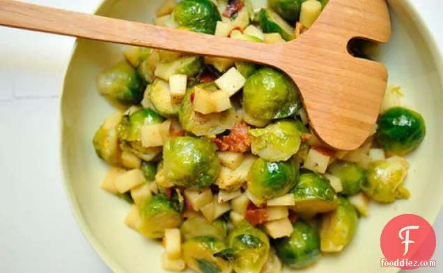 Glazed Brussels Sprouts and Apples in Browned Butter and Cream