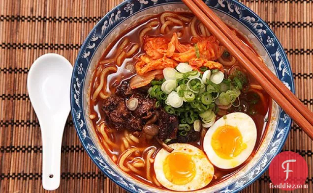Homemade Shin Cup-Style Spicy Korean Ramyun Beef Noodle Soup