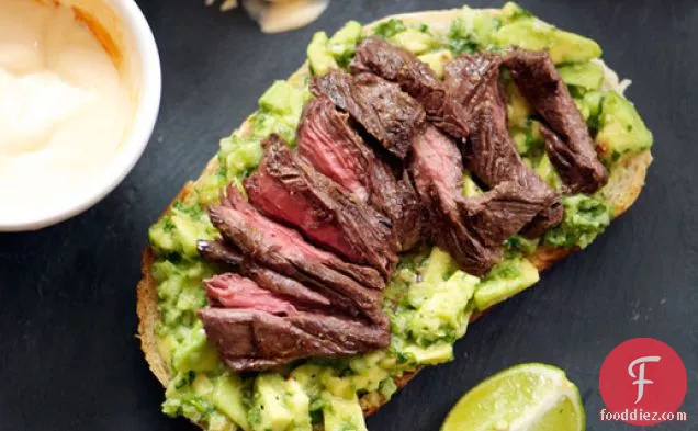 Grilled Steak, Avocado, and Spicy Crema Sandwiches