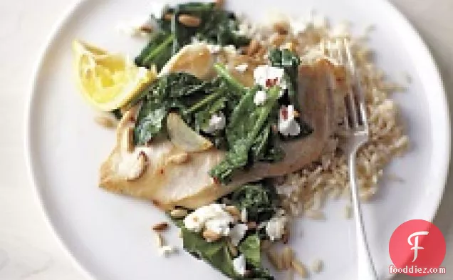 Sauteed Chicken With Spinach, Garlic, And Pine Nuts