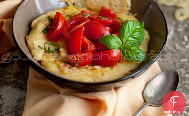 Polenta with Fresh Tomatoes and Parmesan Crisps | Polenta Made Easy