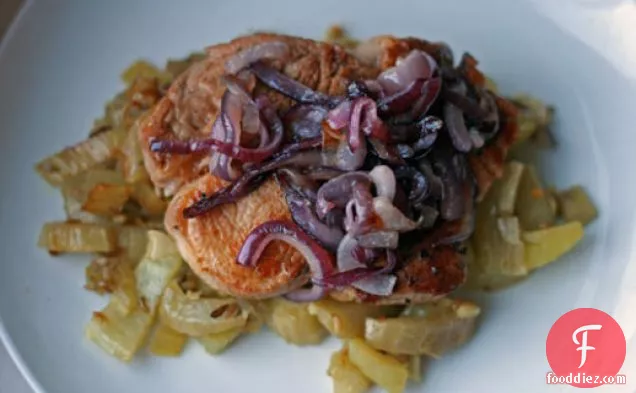 Dinner Tonight: Pork Chops with Braised Fennel and Caramelized Onions