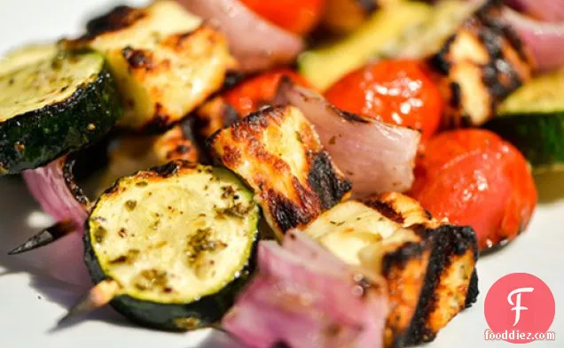 Halloumi and Vegetable Skewers