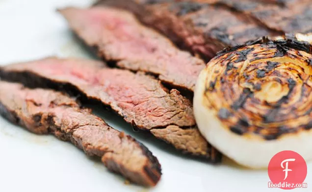 Grilling: Mojo Marinated Flank Steak with Grilled Onions