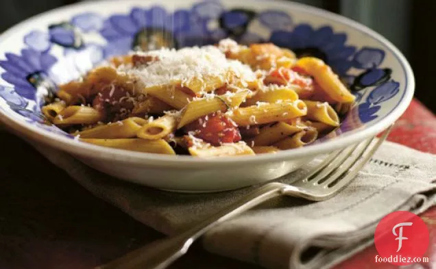 Suvir Saran's Penne with Popped Tomatoes and Bacon