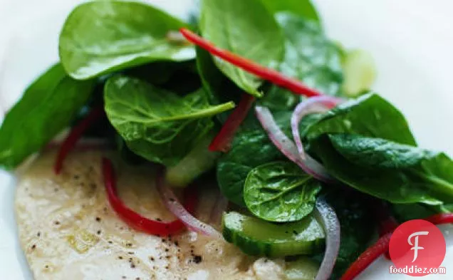 Ginger Chicken with Cucumber-Spinach Salad