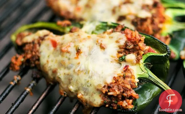Grilled Chorizo Stuffed Poblano Peppers