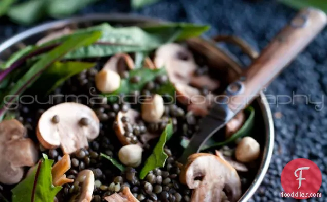 Black Beluga Lentil Salad with Mushrooms and Mustard Vinaigrette | Hearty Feel Good Food