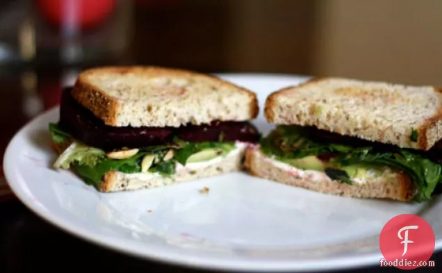 Dinner Tonight: Roasted Beet, Goat Cheese, and Avocado Sandwiches