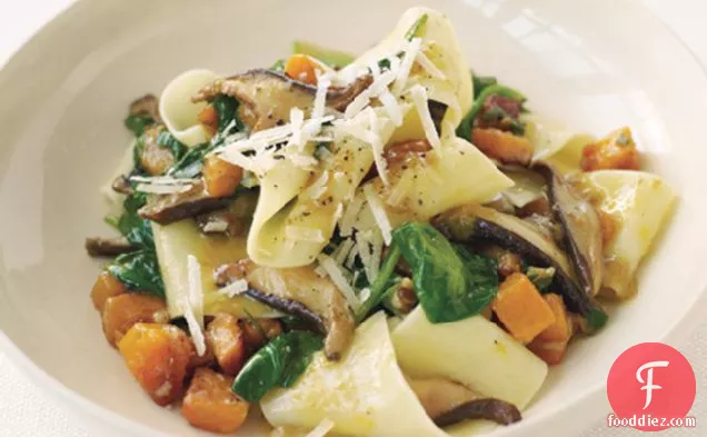 Pappardelle With Squash, Mushrooms, And Spinach
